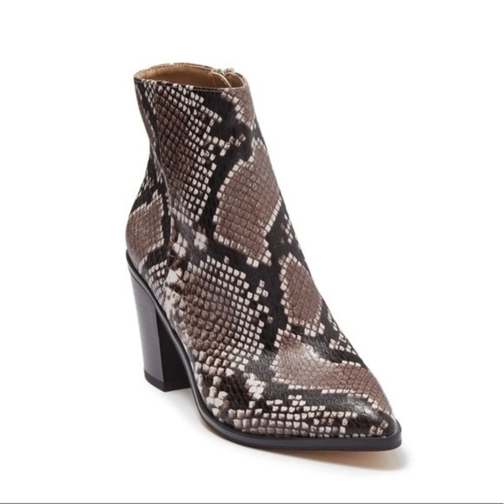 NEW 14th & Union Braxten Snake Embossed Block Heel Bootie Sz 7.5